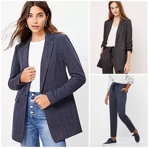 NWT Loft set herringbone long knit blazer & joggers